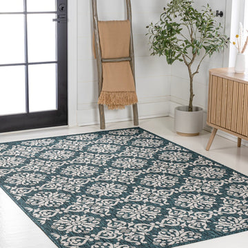 Amora Traditional Mediterranean Tile Design Indoor/Outdoor Area Rug